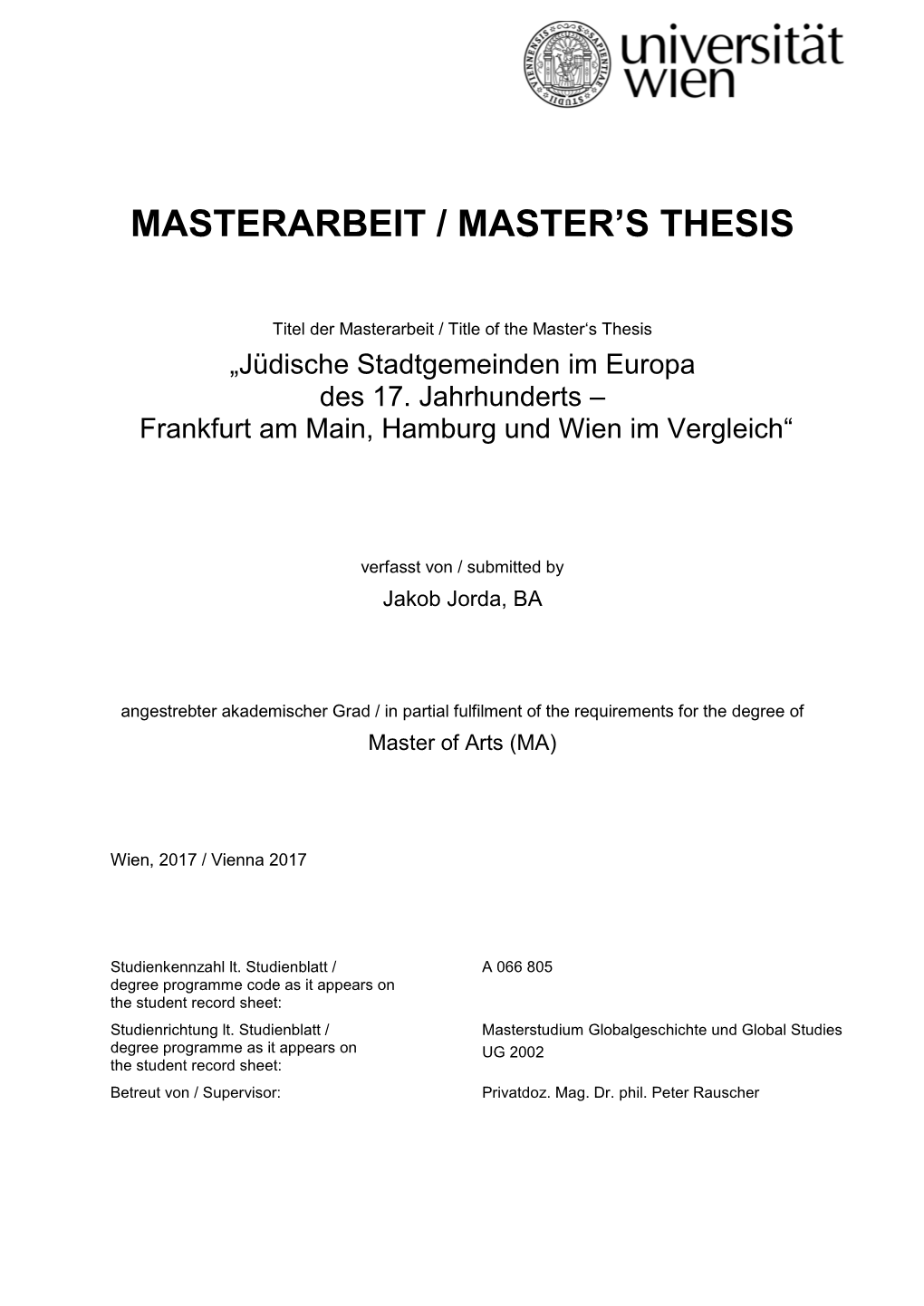 Masterarbeit / Master's Thesis