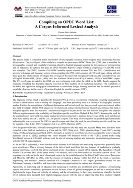 Compiling an OPEC Word List: a Corpus-Informed Lexical Analysis