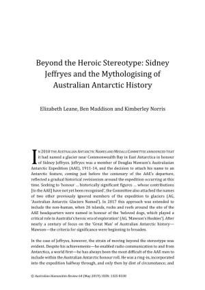 Sidney Jeffryes and the Mythologising of Australian Antarctic History