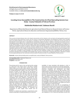 Locating Areas Susceptible to the Construction of a Flood Spreading System Case Study: County Pakdasht of Tehran Province