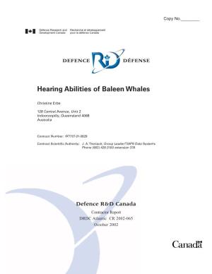 Hearing Abilities of Baleen Whales
