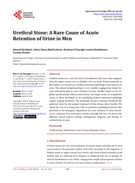 Urethral Stone: a Rare Cause of Acute Retention of Urine in Men