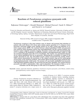 Reactions of Pseudomonas Aeruginosa Pyocyanin with Reduced Glutathione