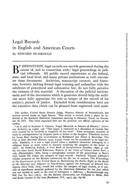 Legal Records in English and American Courts by EDWARD DUMBAULD