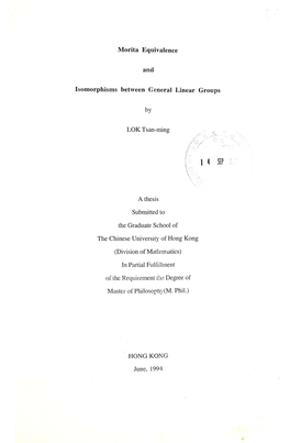 Morita Equivalence and Isomorphisms Between General Linear Groups