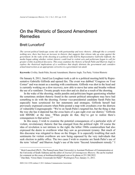 On the Rhetoric of Second Amendment Remedies