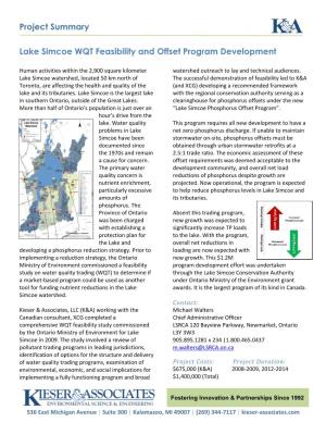 Lake Simcoe, Ontario, WQT Feasibility and Offset Program Development