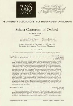 Schola Cantorum of Oxford ANDREW PARROTT Conductor