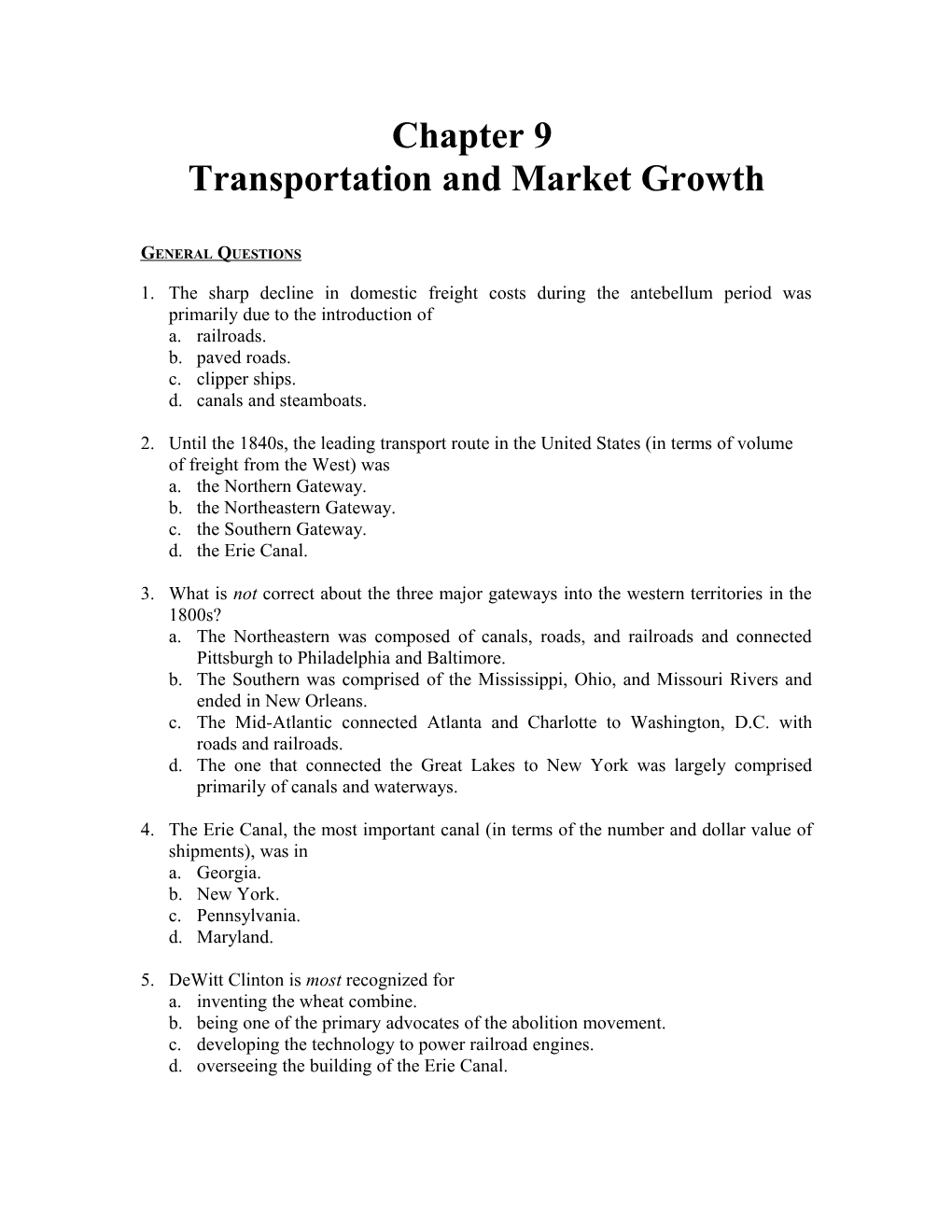 Transportation and Market Growth