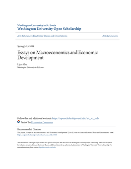 Essays on Macroeconomics and Economic Development Lijun Zhu Washington University in St