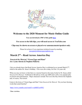 The 2020 Moment for Music Online Guide March