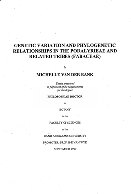 Genetic Variation and Phylogenetic Relationships in the Podalyrieae and Related Tribes (Fabaceae)