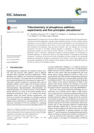 Tribochemistry of Phosphorus Additives: Experiments and First-Principles Calculations
