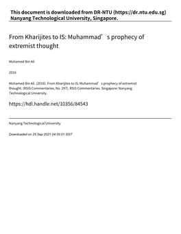 From Kharijites to IS: Muhammad's Prophecy of Extremist