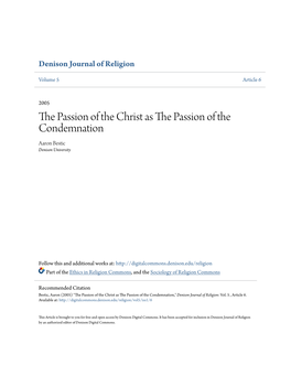 The Passion of the Christ As the Passion of the Condemnation