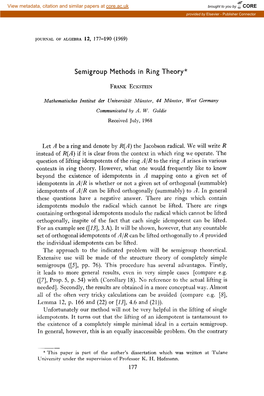 Semigroup Methods in Ring Theory*