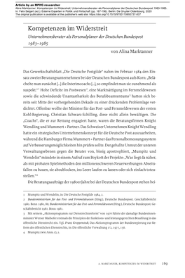 Kompetenzen Im Widerstreit Unternehmensberater Als Personalplaner Der Deutschen Bundespost 1983–1985 Von Alina Marktanner