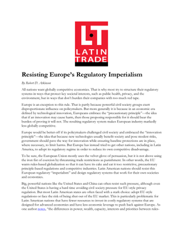 Resisting Europe's Regulatory Imperialism