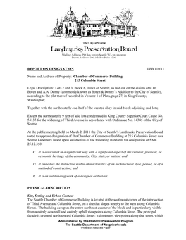 Report on Designation Lpb 110/11