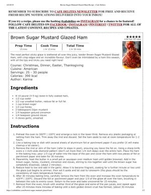 Brown Sugar Mustard Glazed Ham Recipe - Cafe Delites