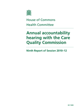 Annual Accountability Hearing with the Care Quality Commission