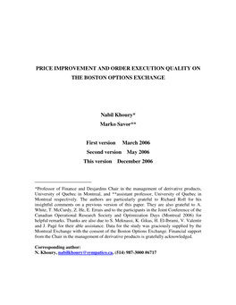 Price Improvement and Order Execution Quality on the Boston Options Exchange