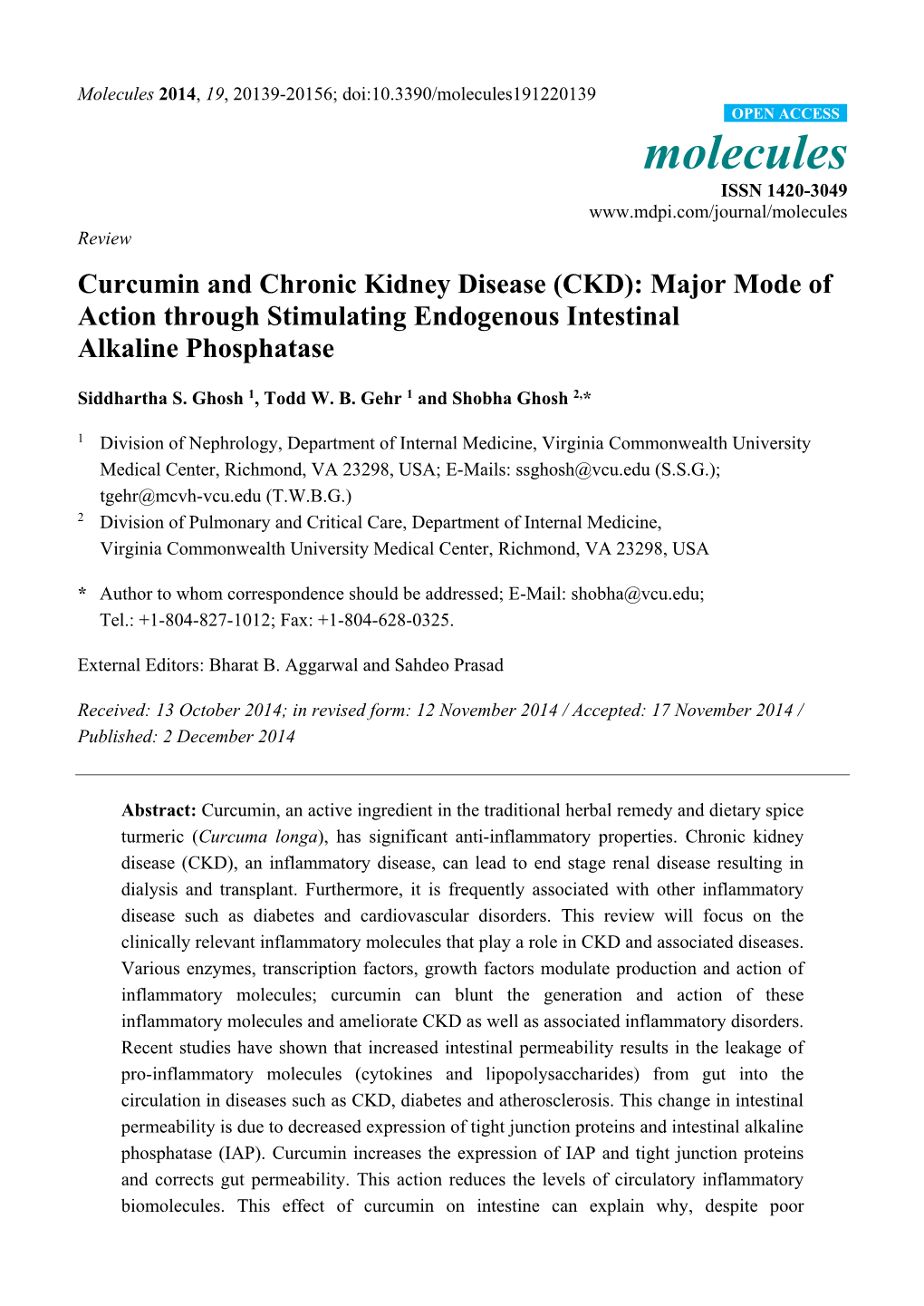 Curcumin and Chronic Kidney Disease (CKD): Major Mode of Action Through Stimulating Endogenous Intestinal Alkaline Phosphatase