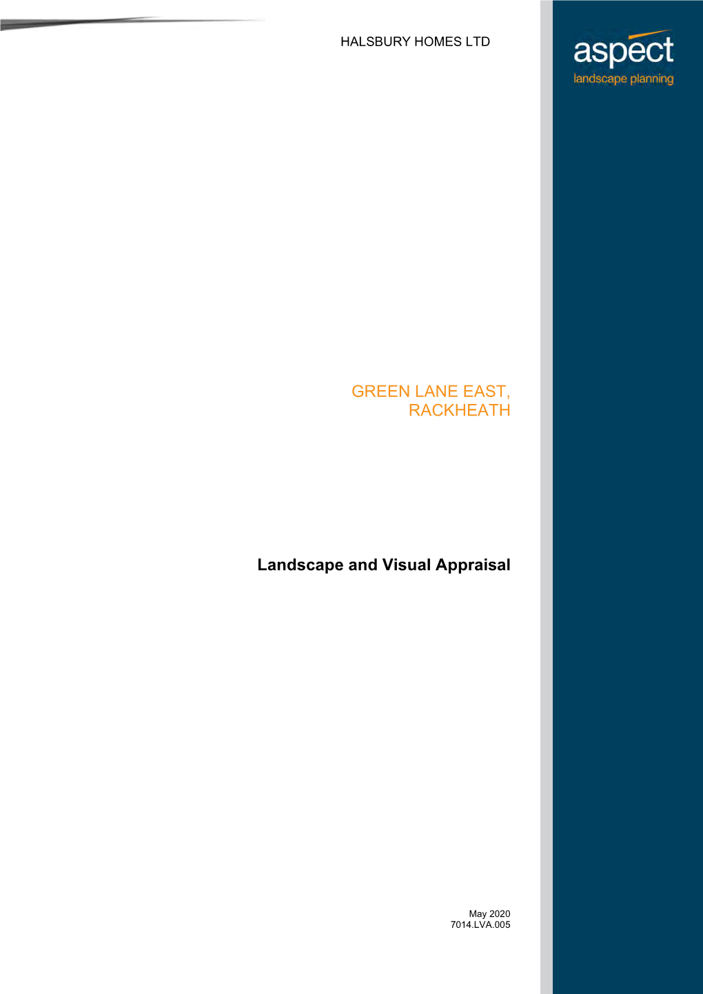 GREEN LANE EAST, RACKHEATH Landscape and Visual Appraisal