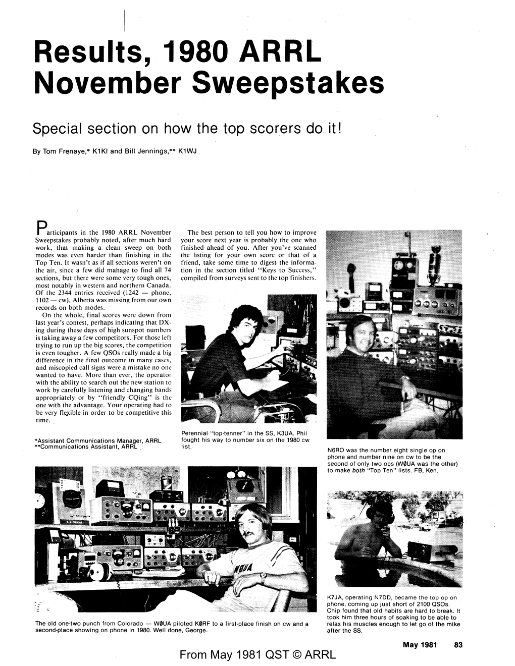 1980 ARRL November Sweepstakes
