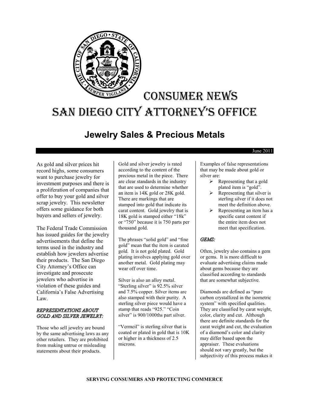 Consumer News San Diego City Attorney's Office