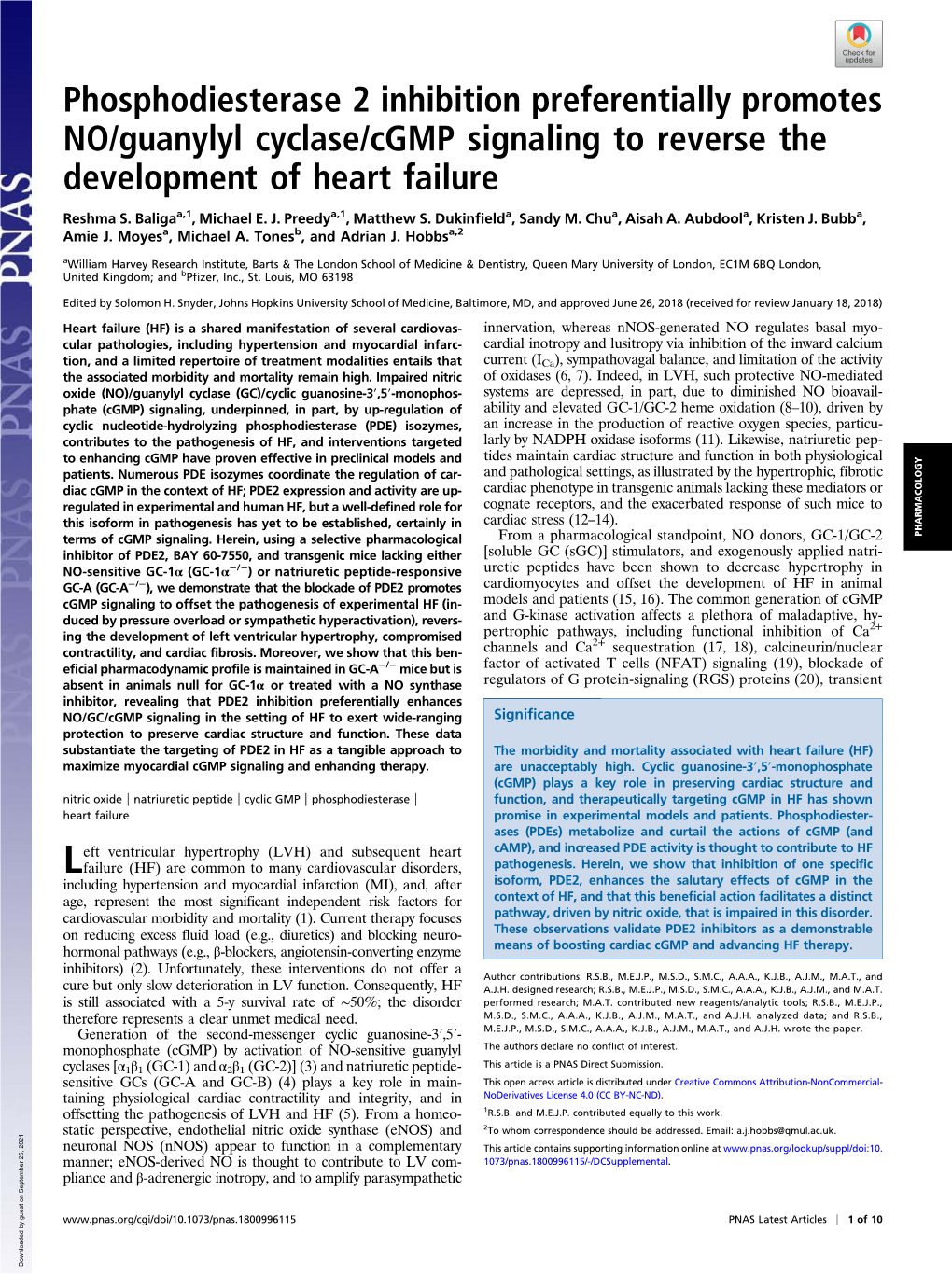 Phosphodiesterase 2 Inhibition Preferentially Promotes NO/Guanylyl Cyclase/Cgmp Signaling to Reverse the Development of Heart Failure