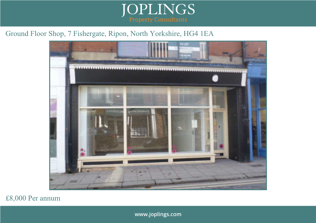 Ground Floor Shop, 7 Fishergate, Ripon, North Yorkshire, HG4 1EA