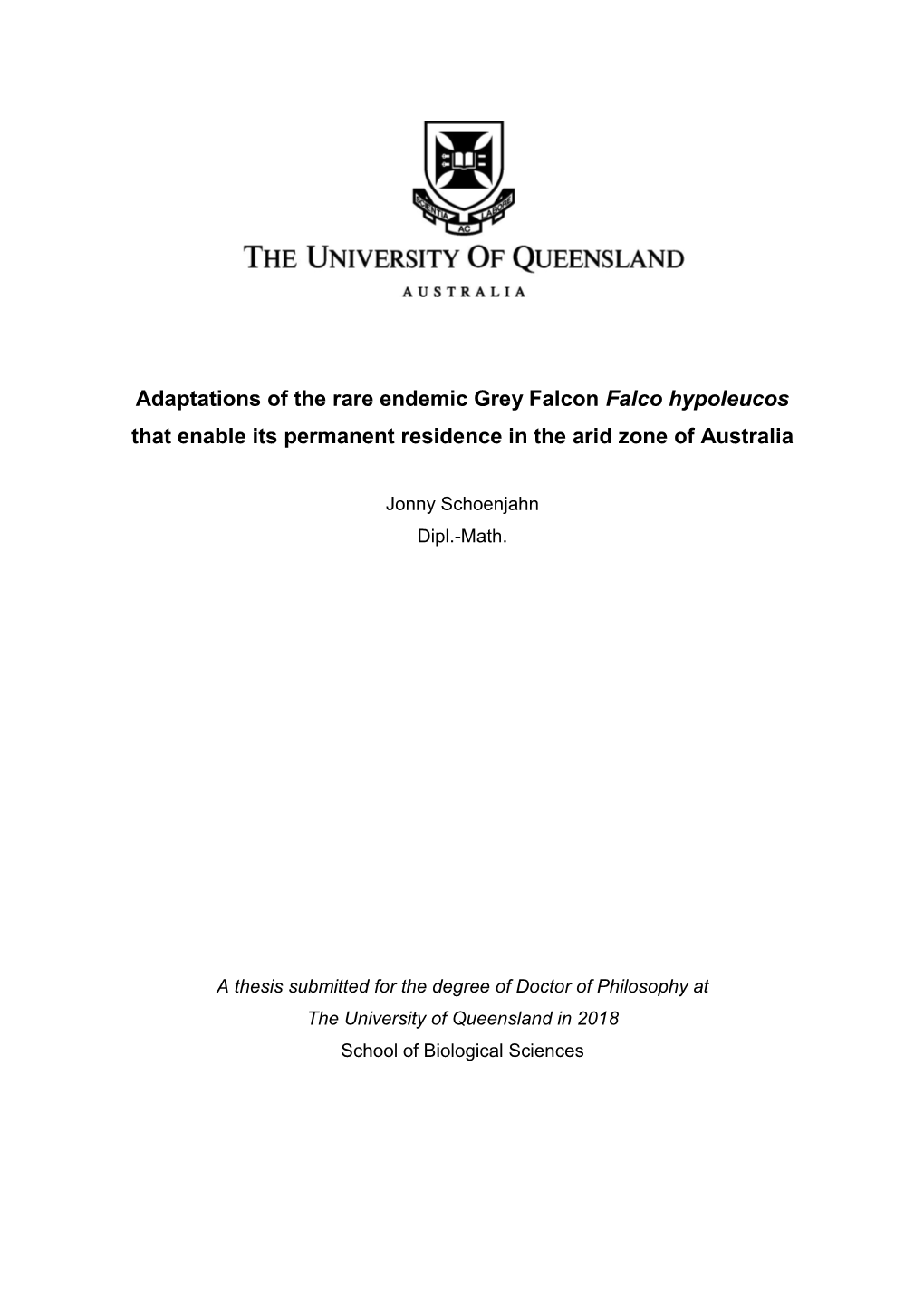 Jadaptations of the Rare Endemic Grey Falcon