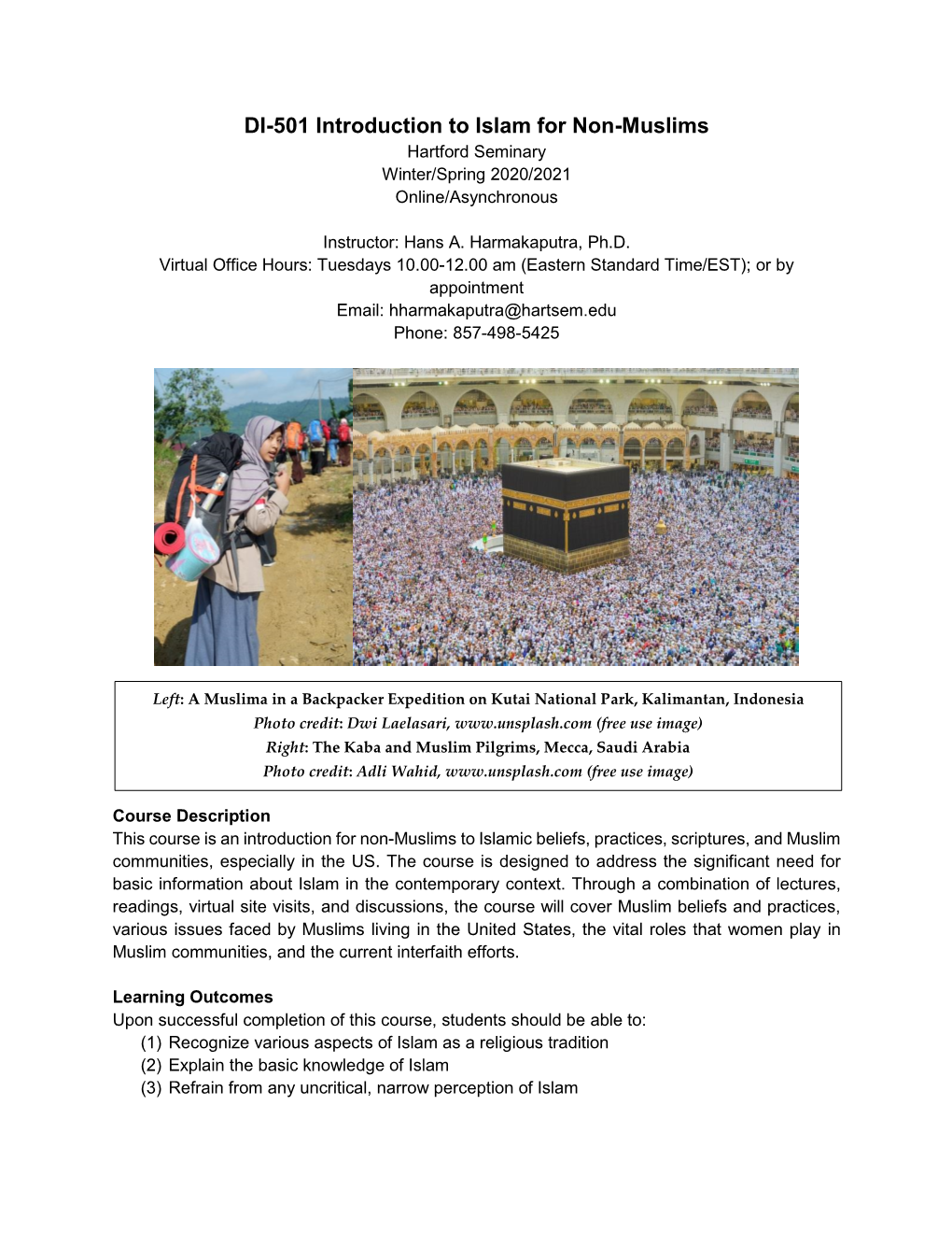 DI-501 Introduction to Islam for Non-Muslims Hartford Seminary Winter/Spring 2020/2021 Online/Asynchronous