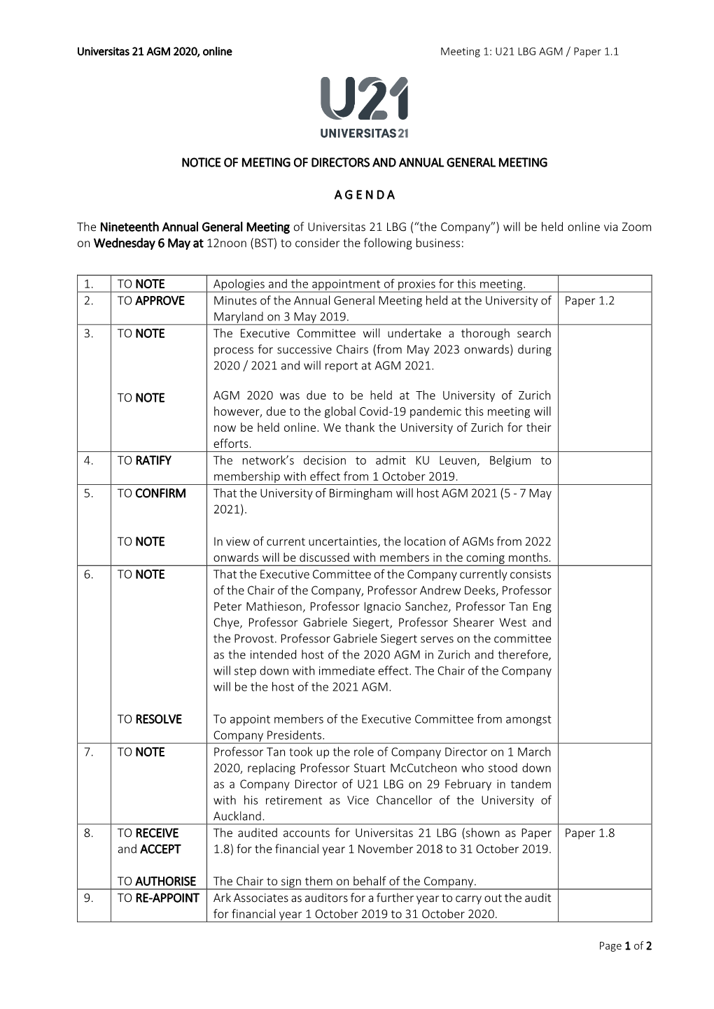 Notice of Annual General Meeting