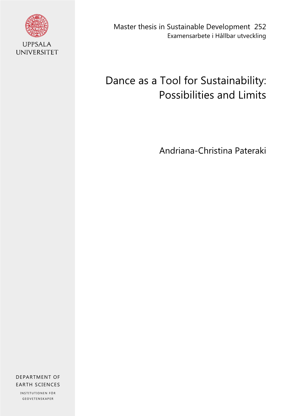 Dance As a Tool for Sustainability: Possibilities and Limits