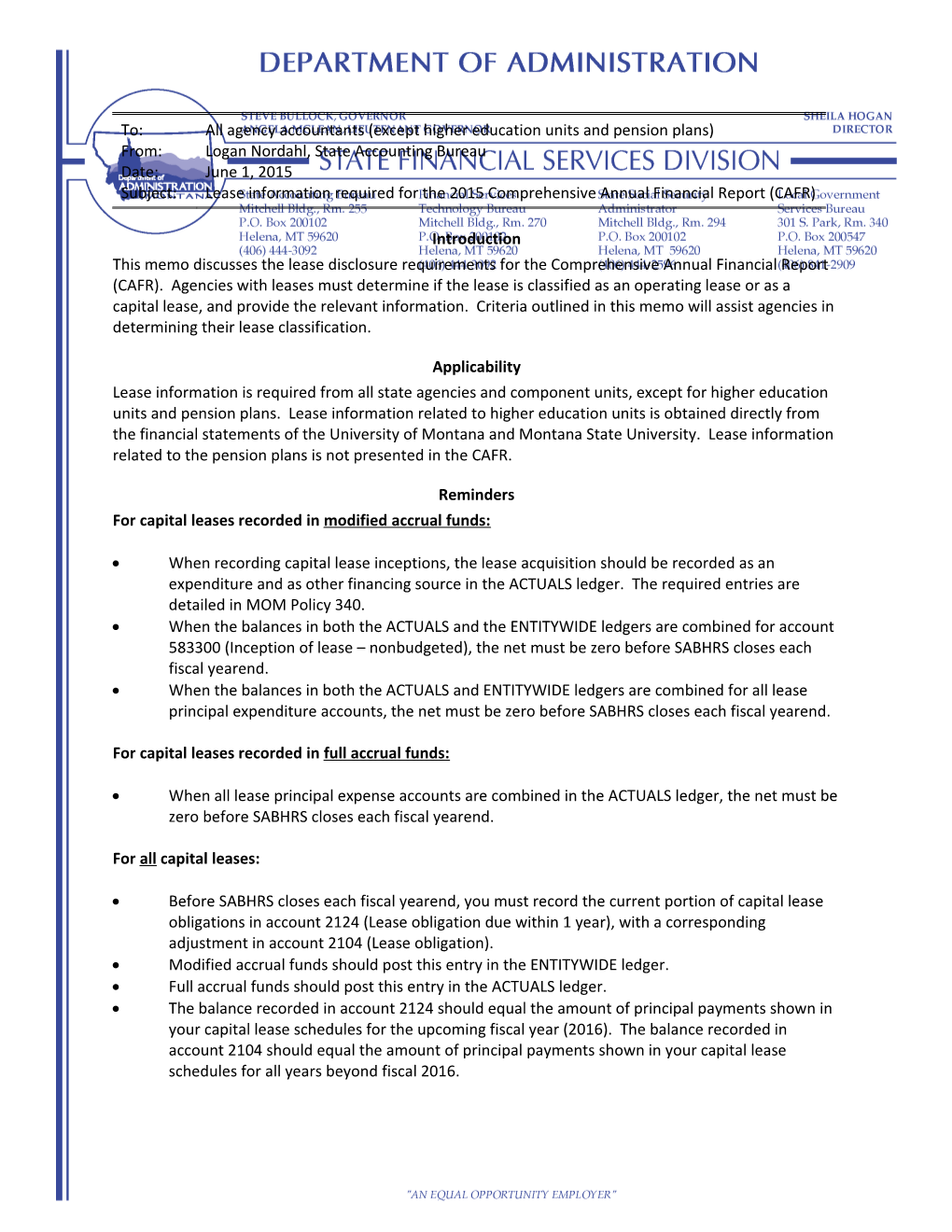 For Capital Leases Recorded in Modified Accrual Funds