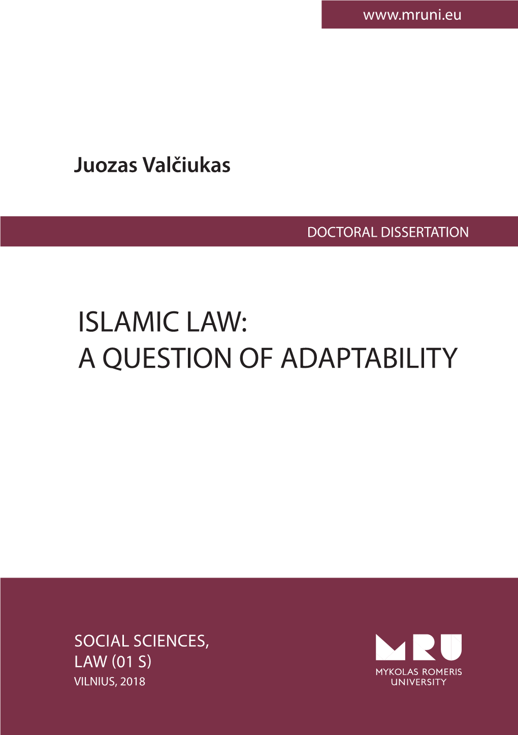 Islamic Law: a Question of Adaptability