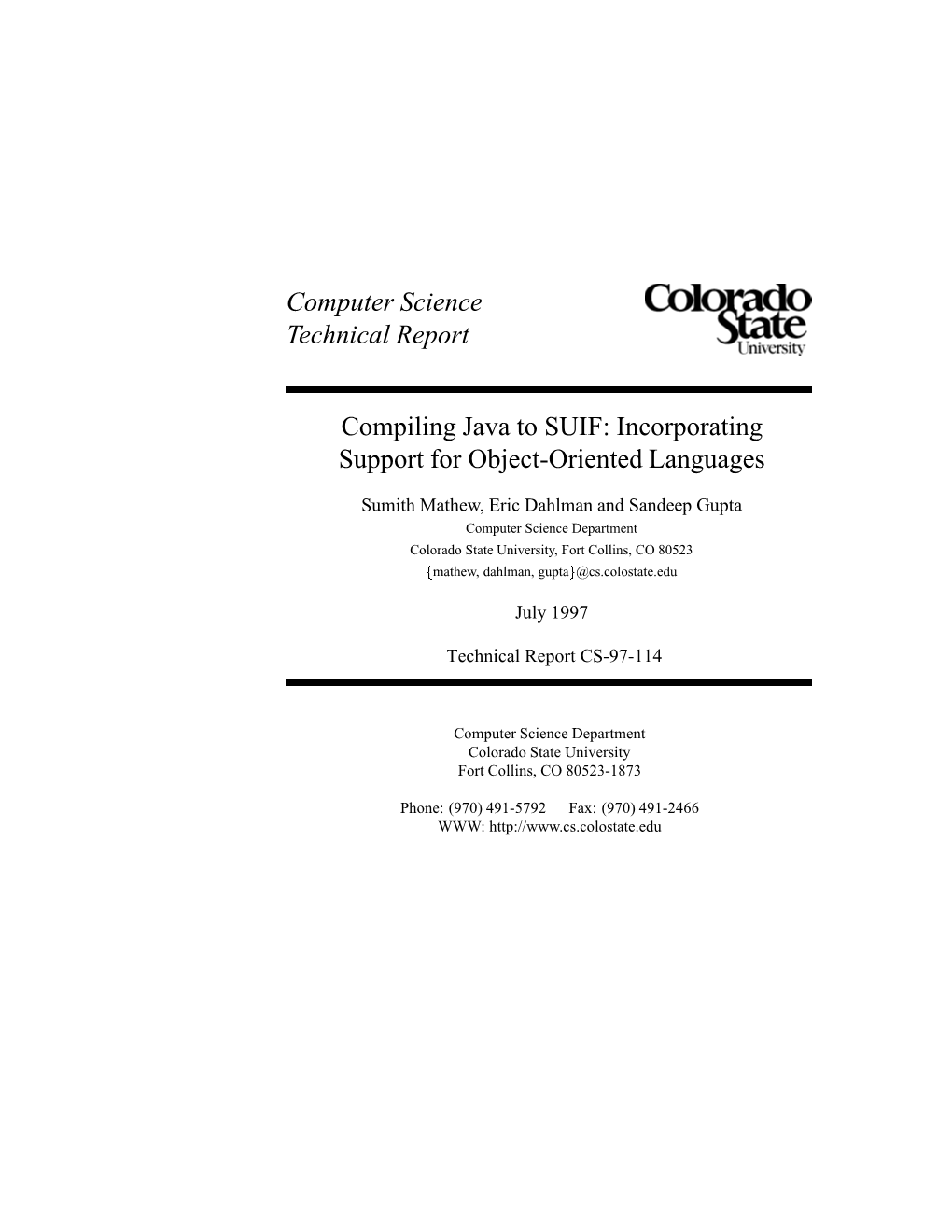 Computer Science Technical Report Compiling Java to SUIF