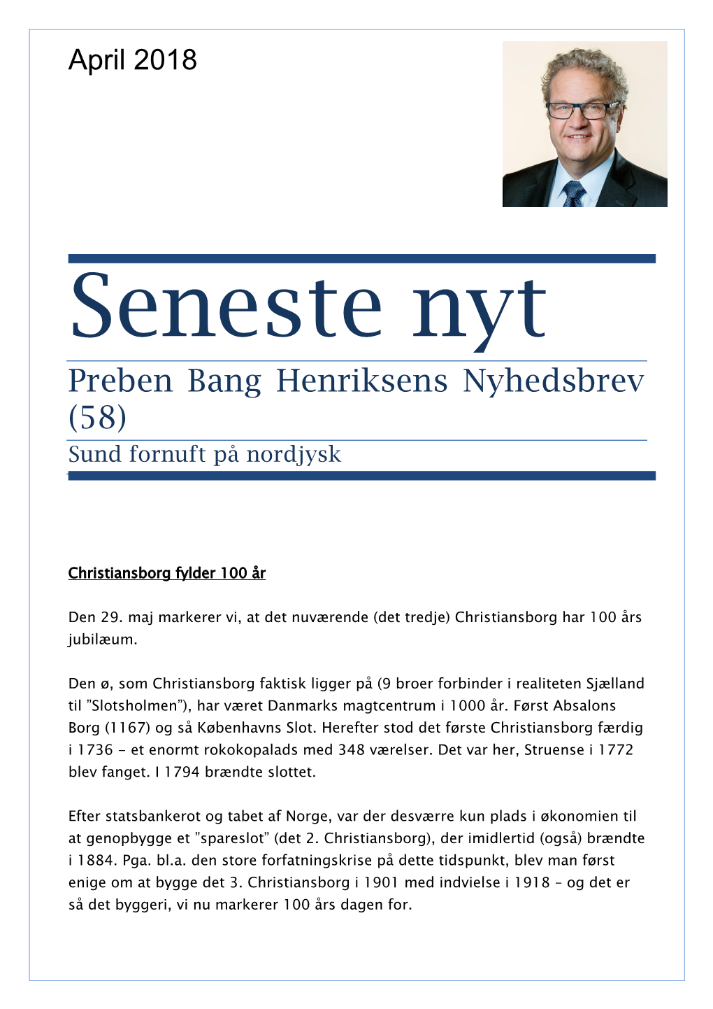 Preben Bang Henriksens Nyhedsbrev (58) Sund Fornuft På Nordjysk