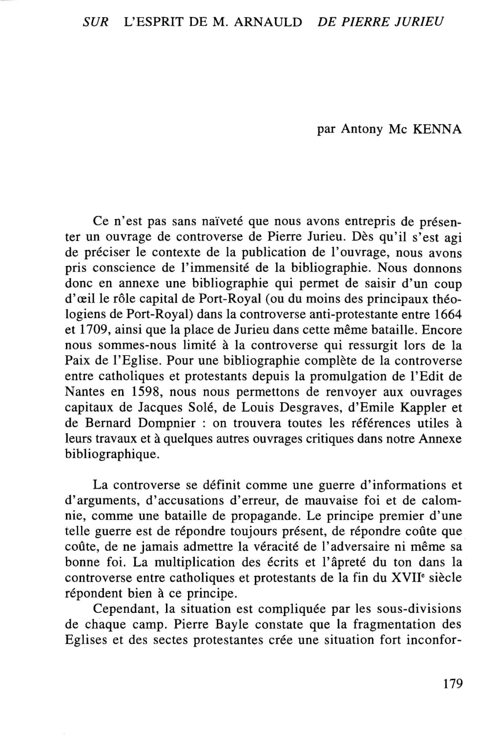 Sur L'esprit De M. Arnauld De Pierre Jurieu