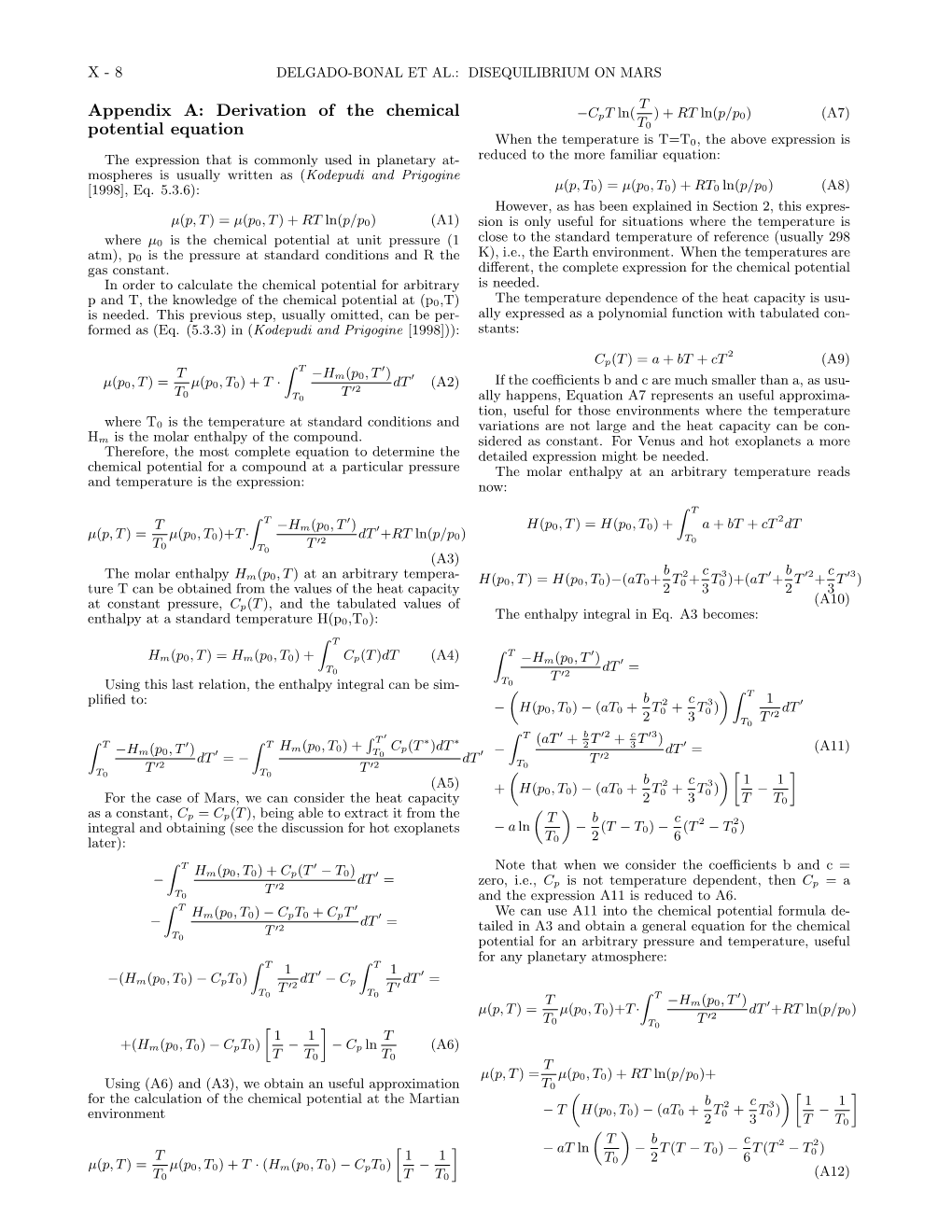 Derivation of the Chemical Potential Equation