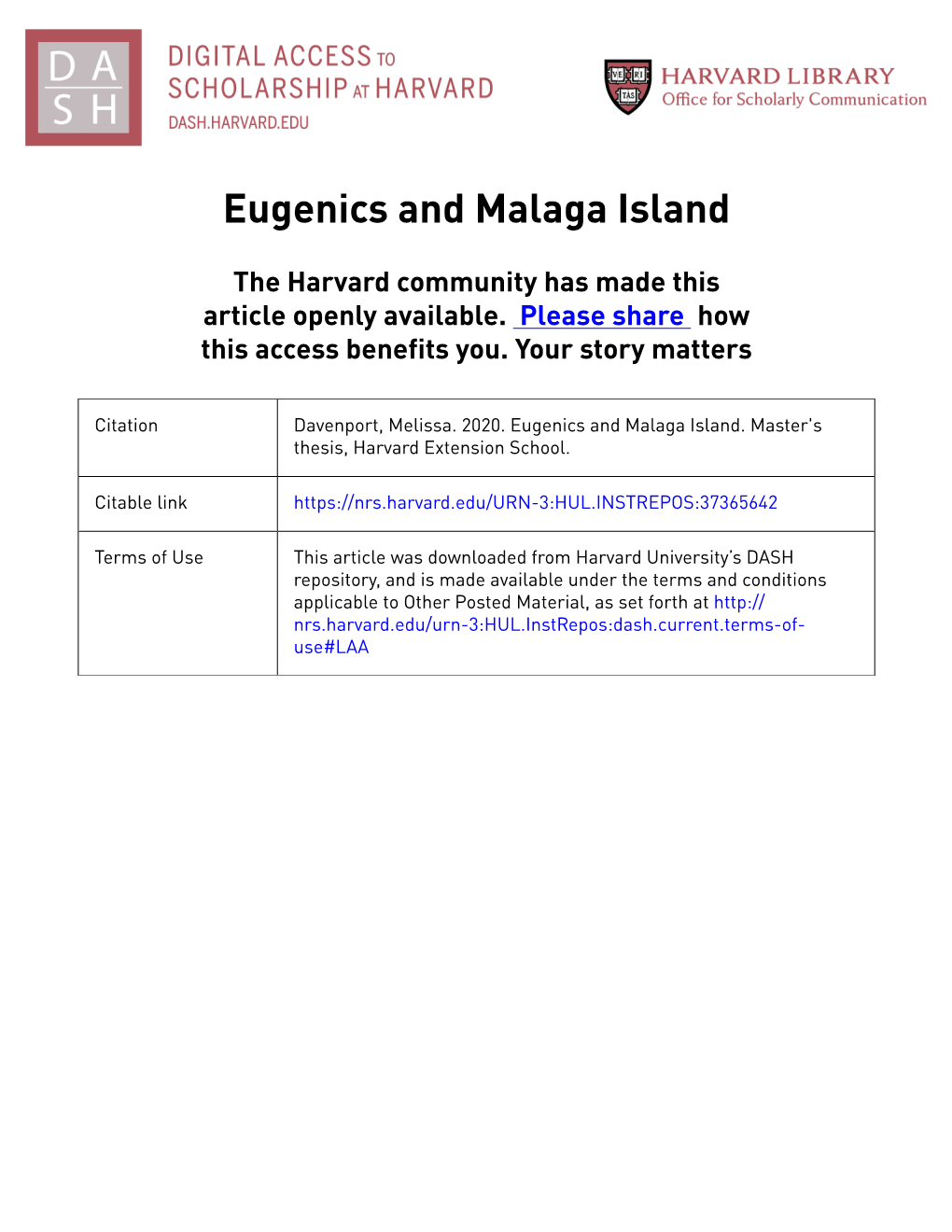 Eugenics and Malaga Island