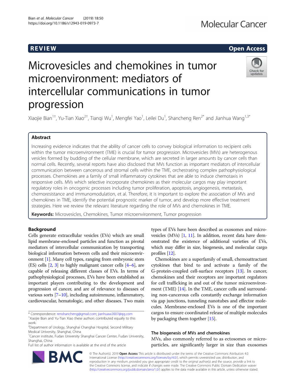 Microvesicles and Chemokines in Tumor Microenvironment