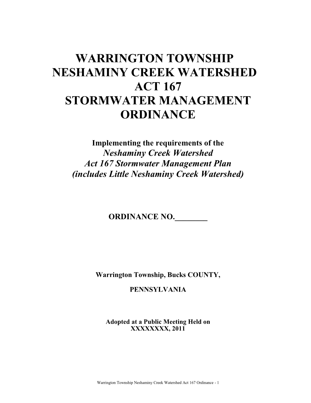 Neshaminy Creek Watershed Ordinance