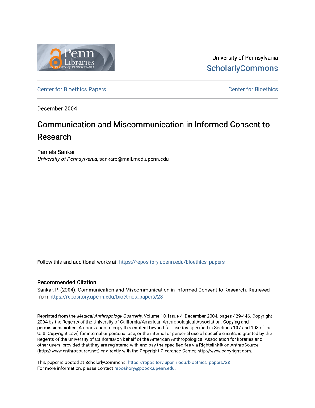 Communication and Miscommunication in Informed Consent to Research