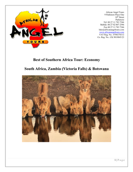 Best of Southern Africa Tour: Economy South Africa, Zambia (Victoria Falls