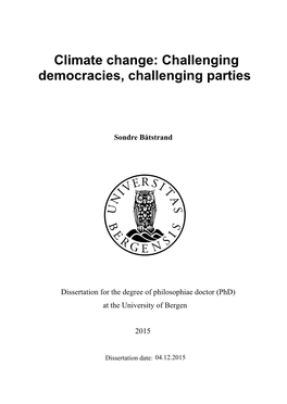 Climate Change: Challenging Democracy, Challenging Parties