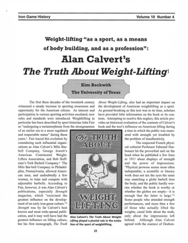 Alan Calvert's the Truth About Weight-Lifting1