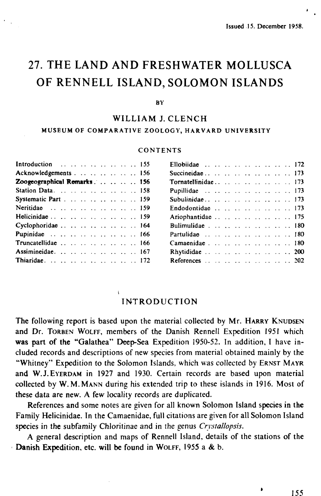 27. the Land and Freshwater Mollusca of Rennell Island, Solomon Islands